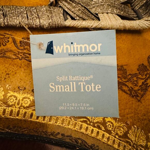 Whitmor Split Rattique Gray Wash Small Tote Sturdy Baskets Set of 3 NEW - Picture 7 of 13